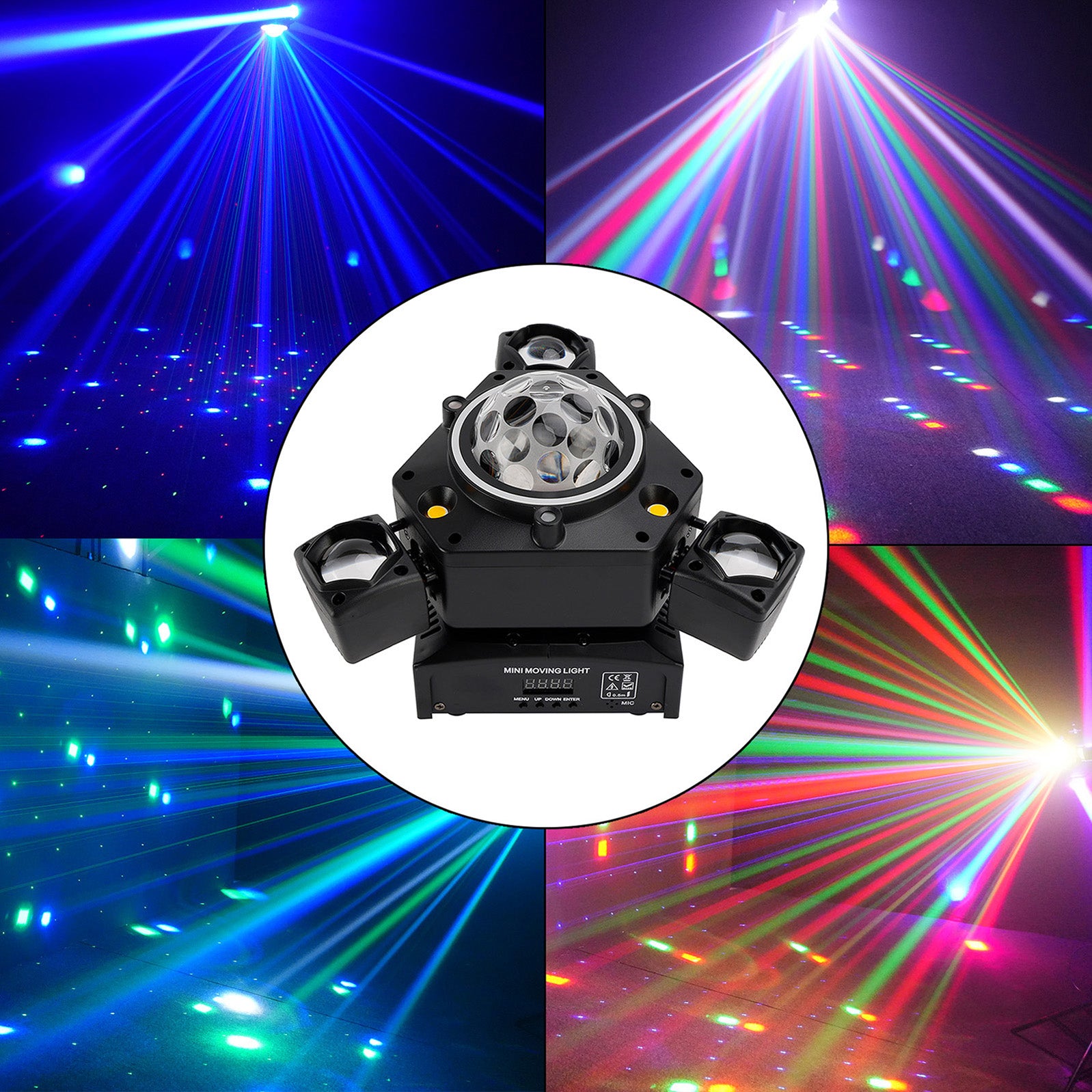 Three Head LED Stage Light Beam Moving Head Light With Laser DJ Disco Party