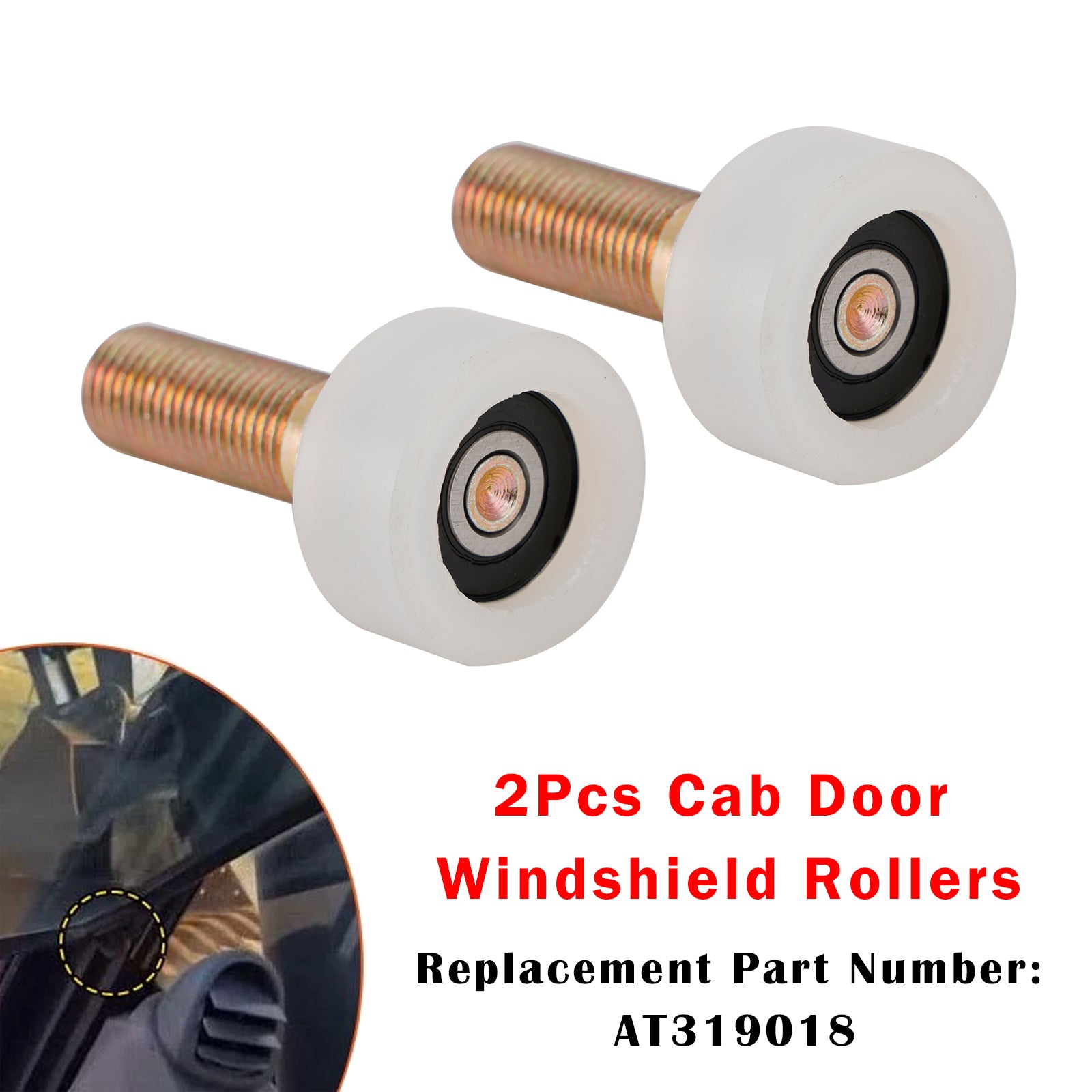 2Pcs Cab Door Roller AT319018 Fits For John Deere Skid Steer 240 250 260 270