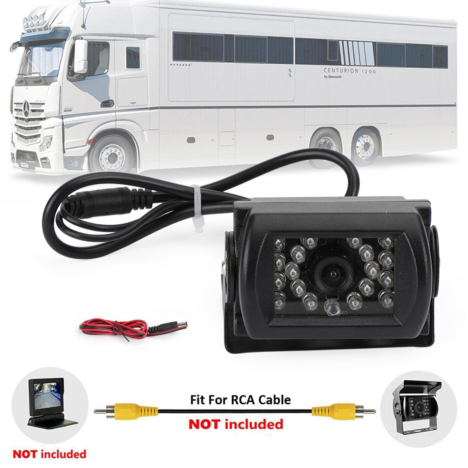 Rear View Backup Camera for Bus Truck Van RV CCD IR Night View Waterproof