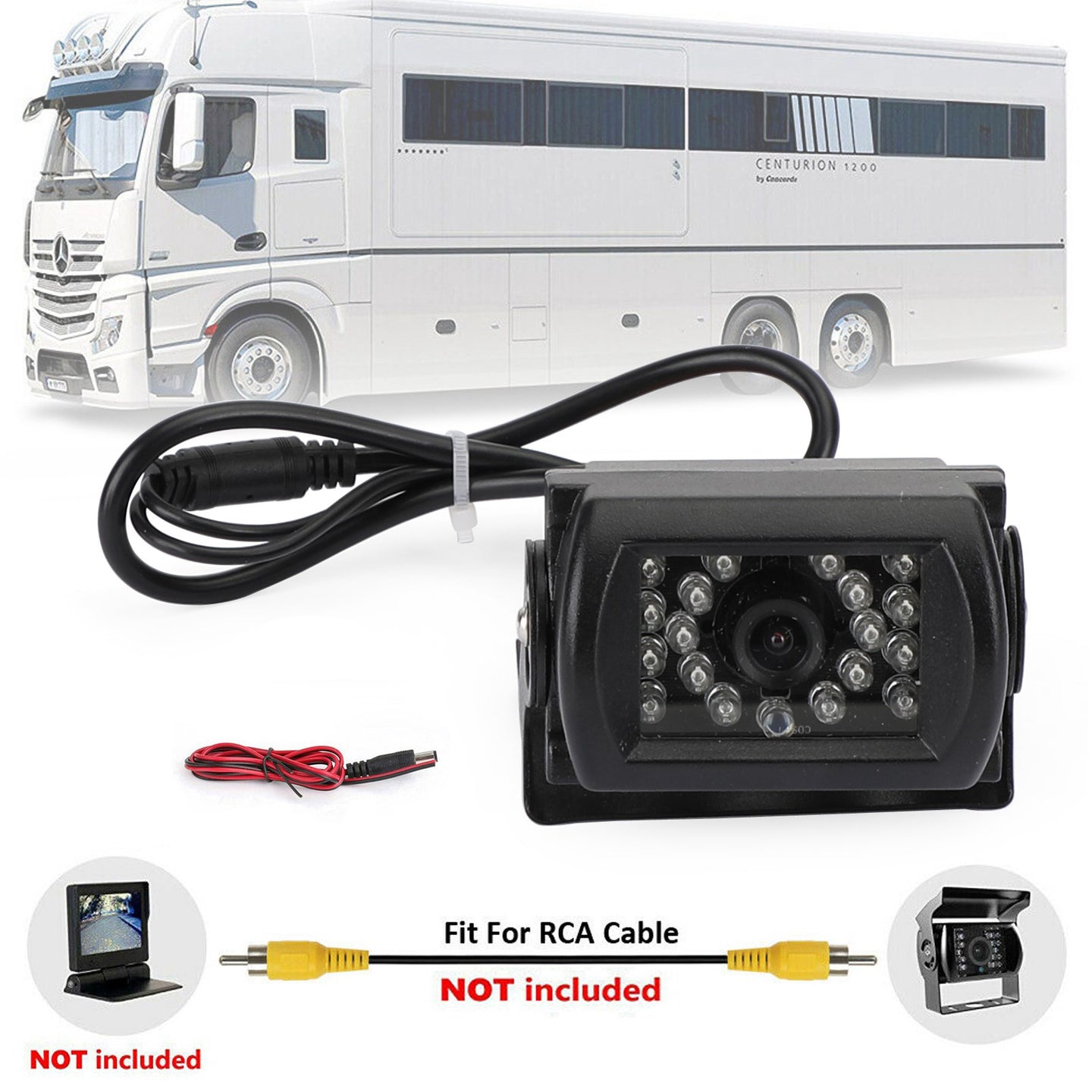 Rear View Backup Camera for Bus Truck Van RV CCD IR Night View Waterproof