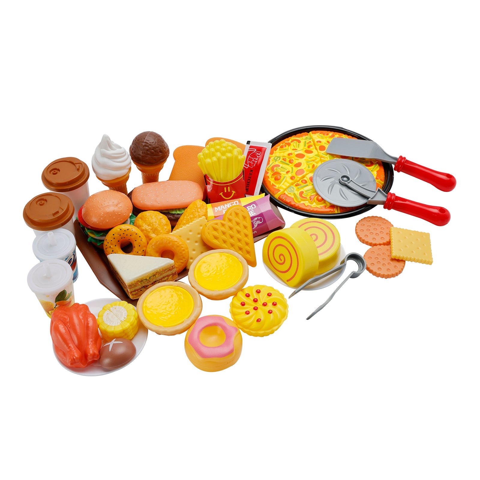 82 Pieces Birthday Cake Toy Play Food Set Plastic Kitchen Cutting Pretend Toys