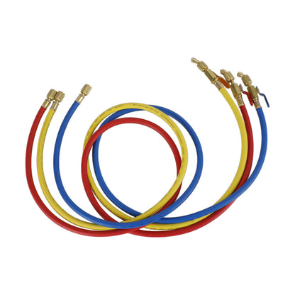 3x HVAC 1/4" SAE 600 PSI Charging Hoses W/ Shut Valve AC Refrigerant