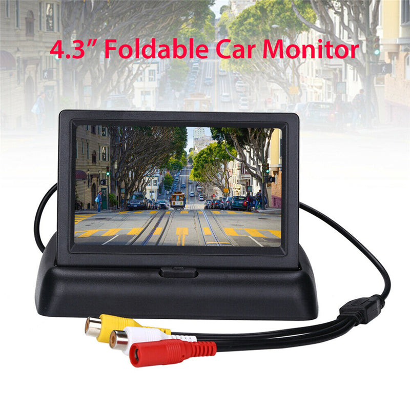 Car Rear Camera Parking Sensor Radar + Beeper + 4.3" LCD Fold Mirror Kit