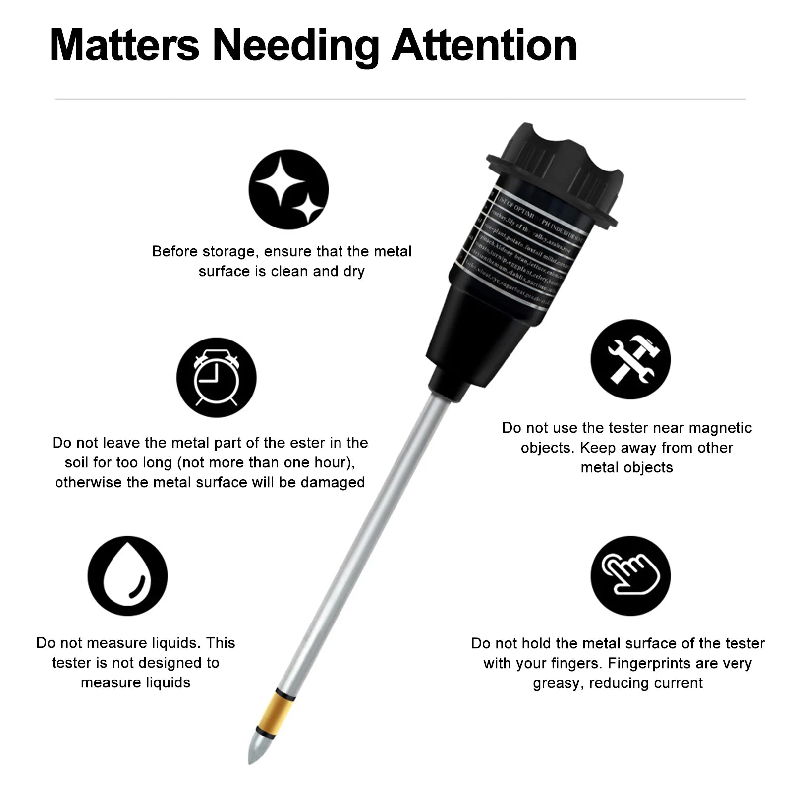 2-in-1 Soil Tester, No Batteries Required pH & Moisture Meter with 11.6" Long Probe for Garden, Lawn & Indoor Plants
