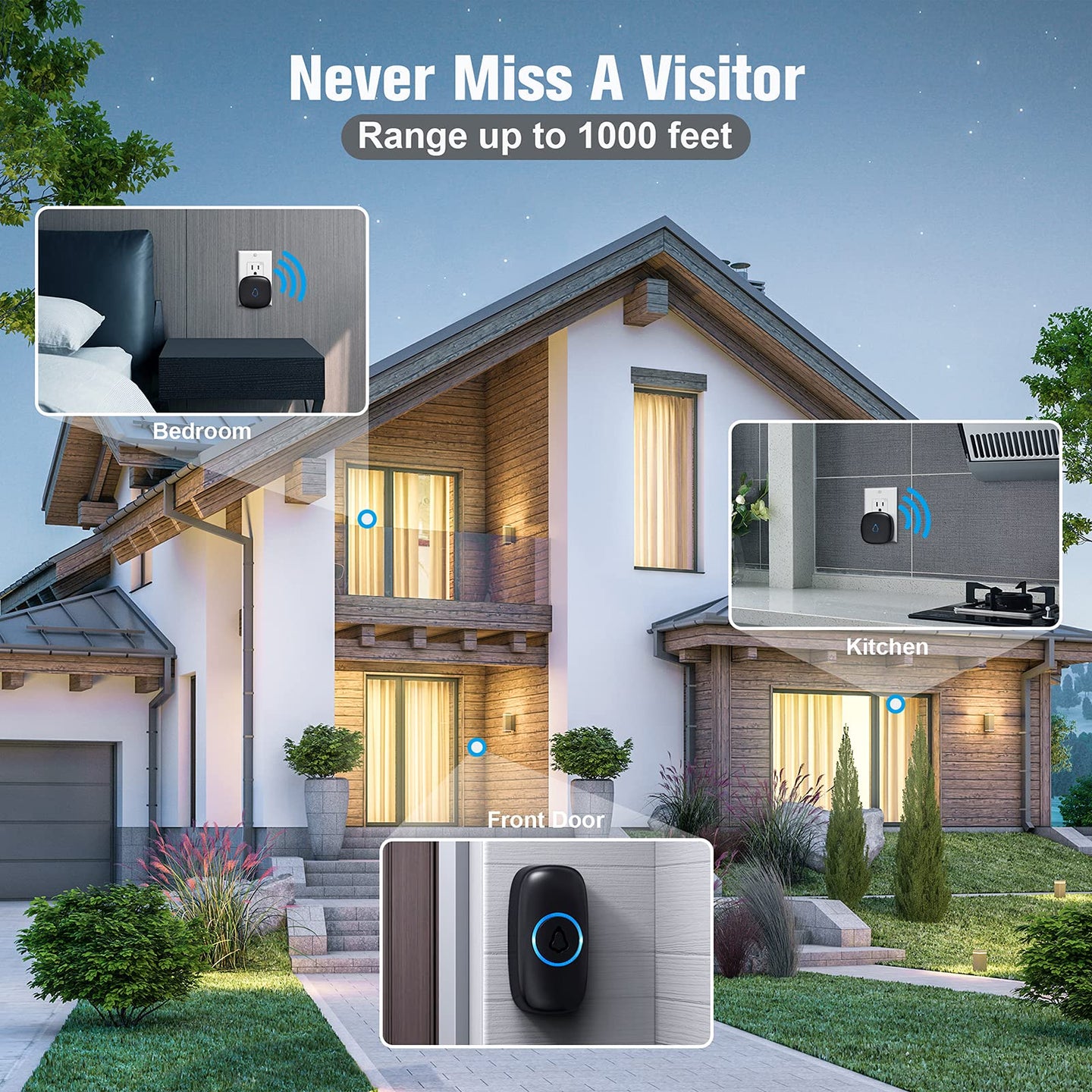 Wireless Doorbell — Pre-Paired, No Wi-Fi, 1,300 ft Range