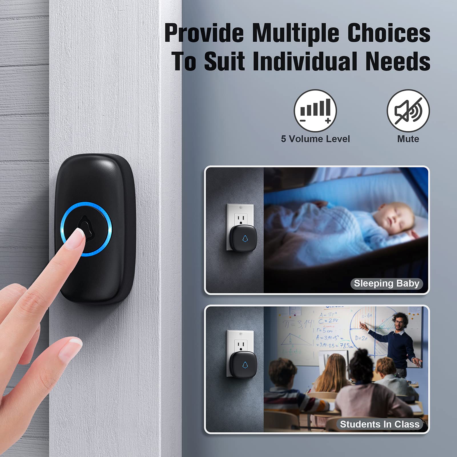 Wireless Doorbell — Pre-Paired, No Wi-Fi, 1,300 ft Range