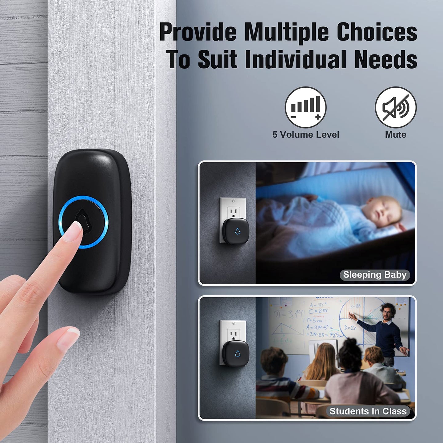 Wireless Doorbell — Pre-Paired, No Wi-Fi, 1,300 ft Range