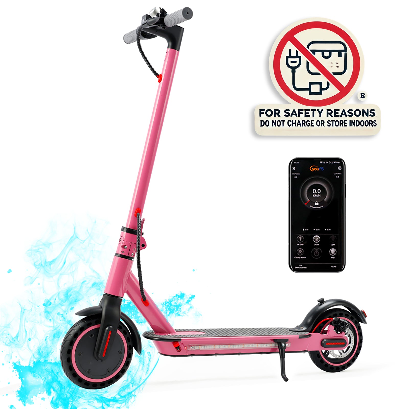 8.5" Folding Electric Scooter 350W, 19 mph, 22 mi Range, UL2272, App, Dual Brakes (Copy)
