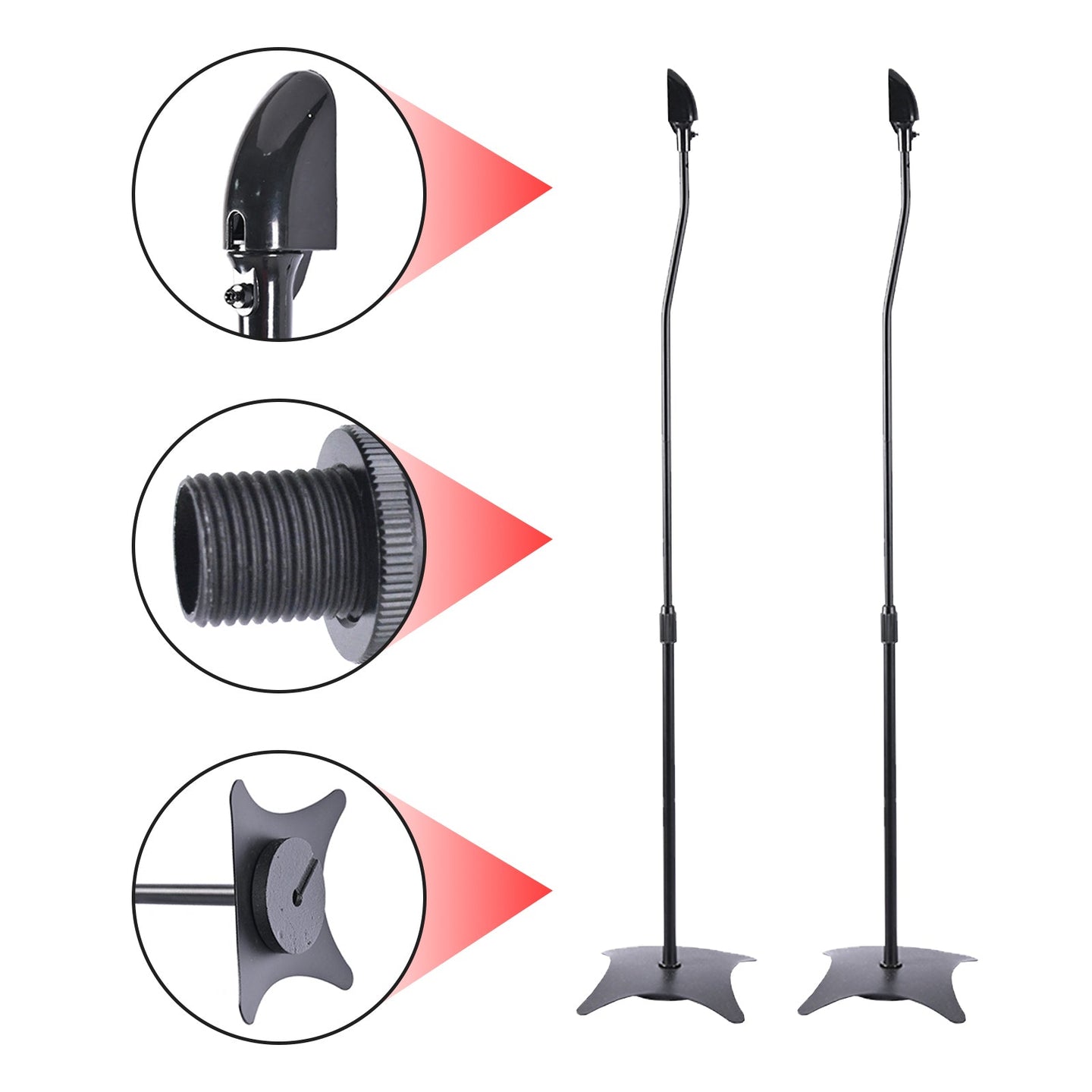 Universal Speaker Stands – Adjustable Height Surround Sound Floor Stand Pair (Set of 2)