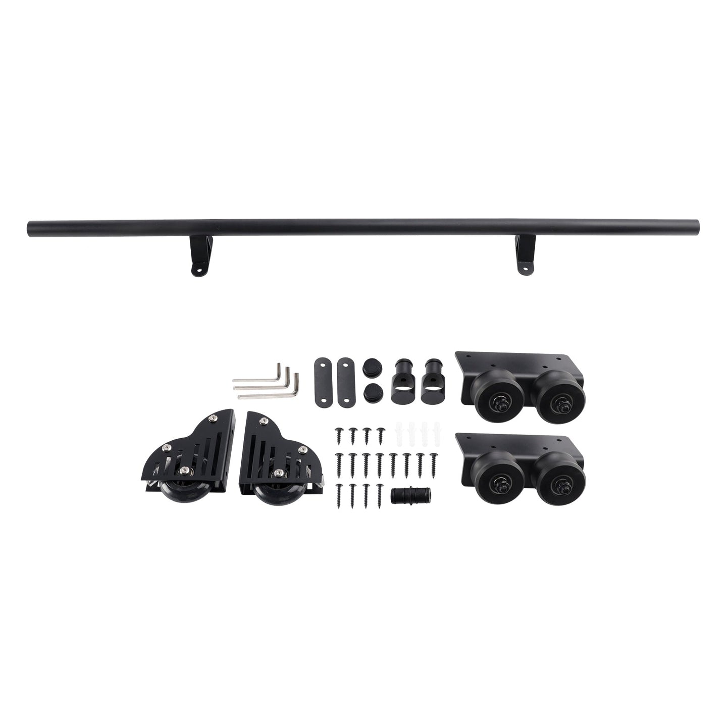 Rolling Library Sliding Ladder Hardware Kit with Brake 3.3FT Round Tube