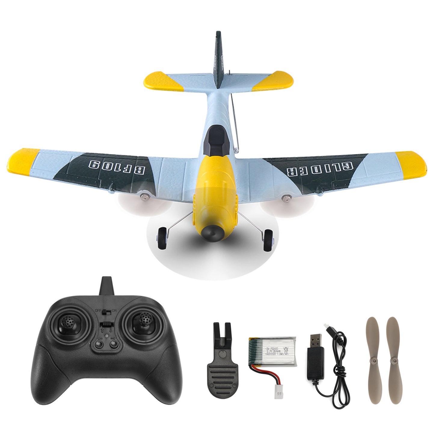 RC Airplane BF-109 Warbird – 3 Channel Remote Control Plane with 2.4GHz, 6-Axis Gyro & 2 Batteries