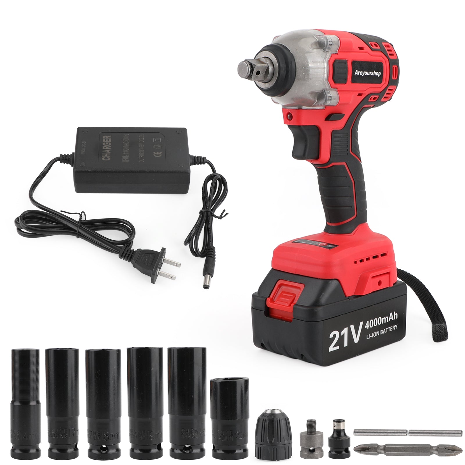 21V Cordless Impact Wrench 1/2" Brushless - High Power Ratchet Gun with Battery Kit