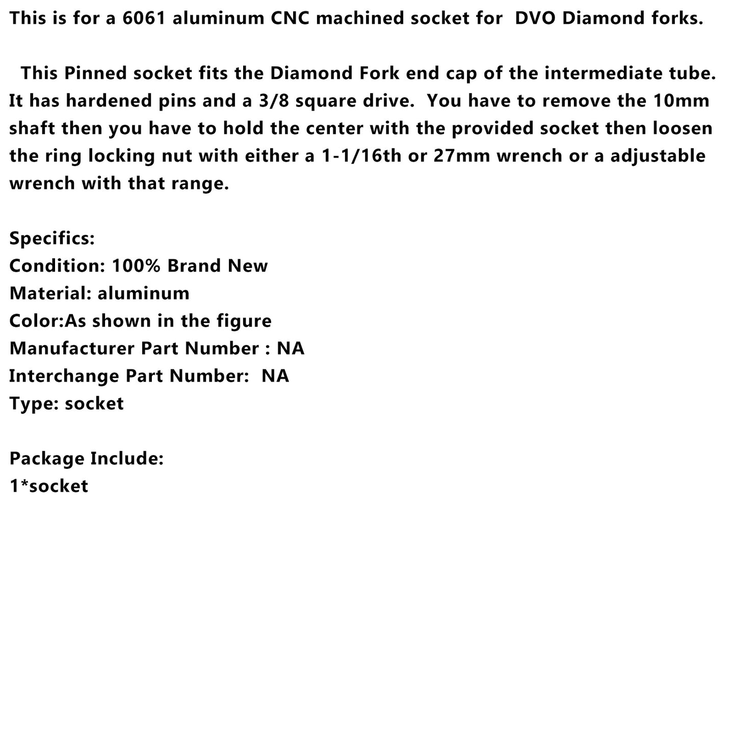 Fork Lower Cap Removal Wrench Tool  Rebuild Service seals For DVO Diamond