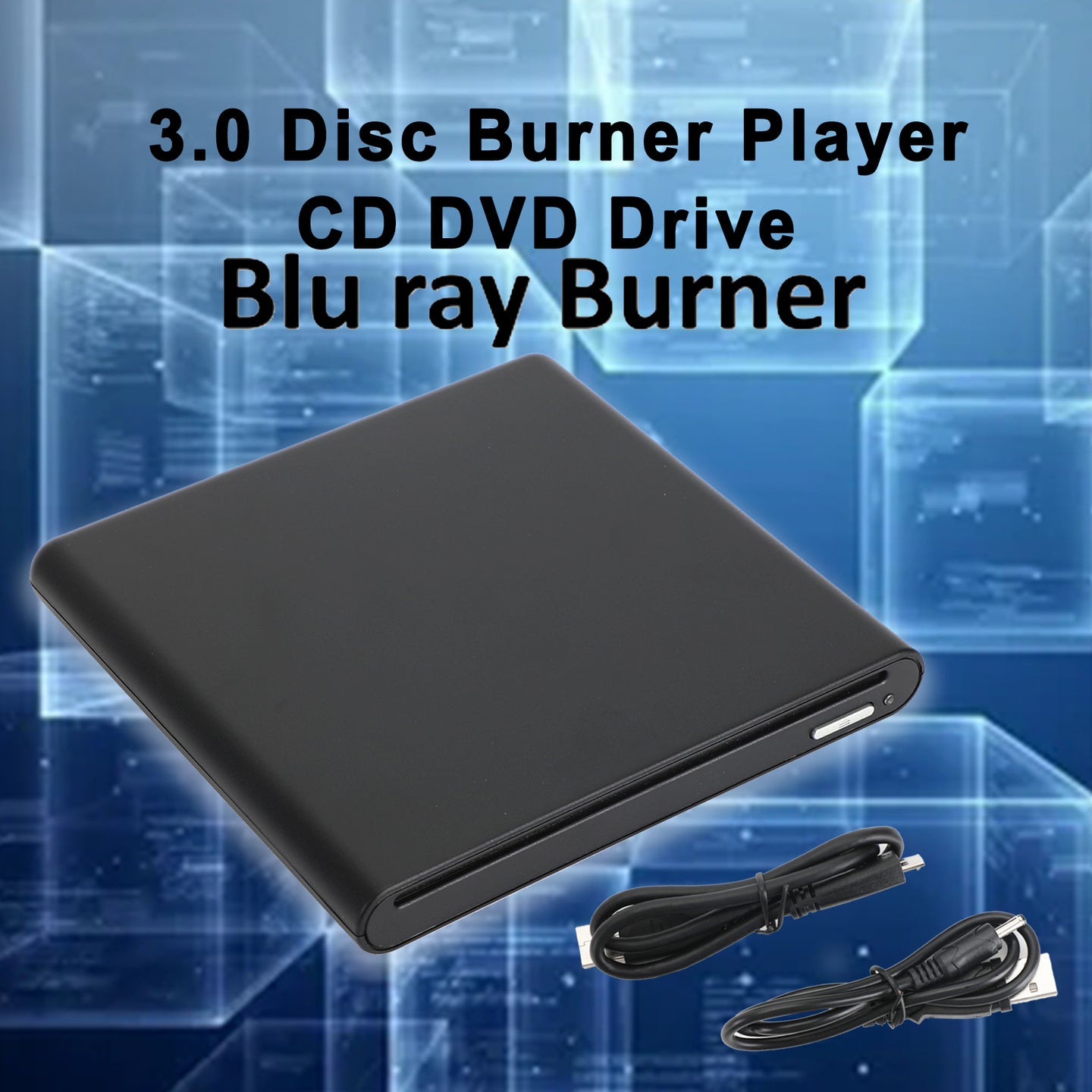 BD Burner External USB 3.0 Slot In DVD RW CD Writer Portable Drive Black