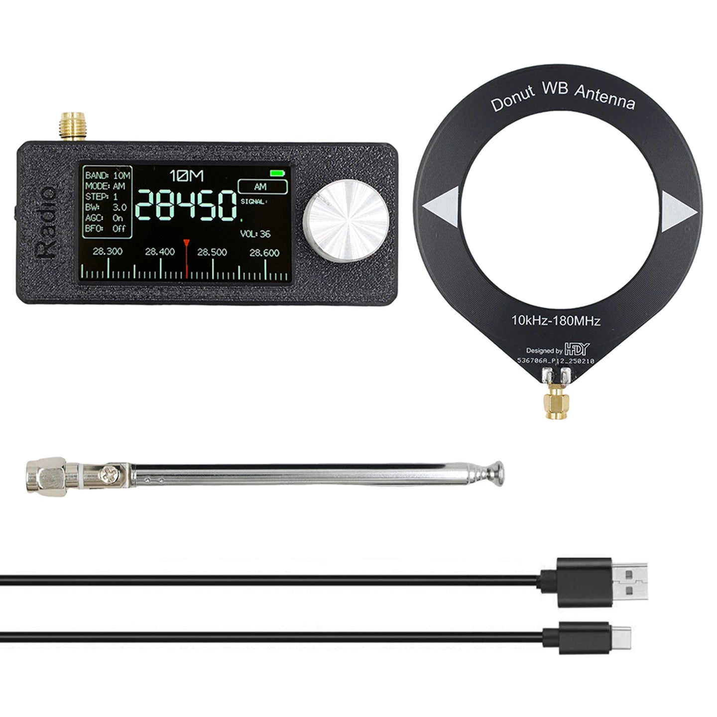 SI4732 Portable Radio 0.5-108MHz LSB USB Mini Pocket Radio 1.9-inch IPS Display