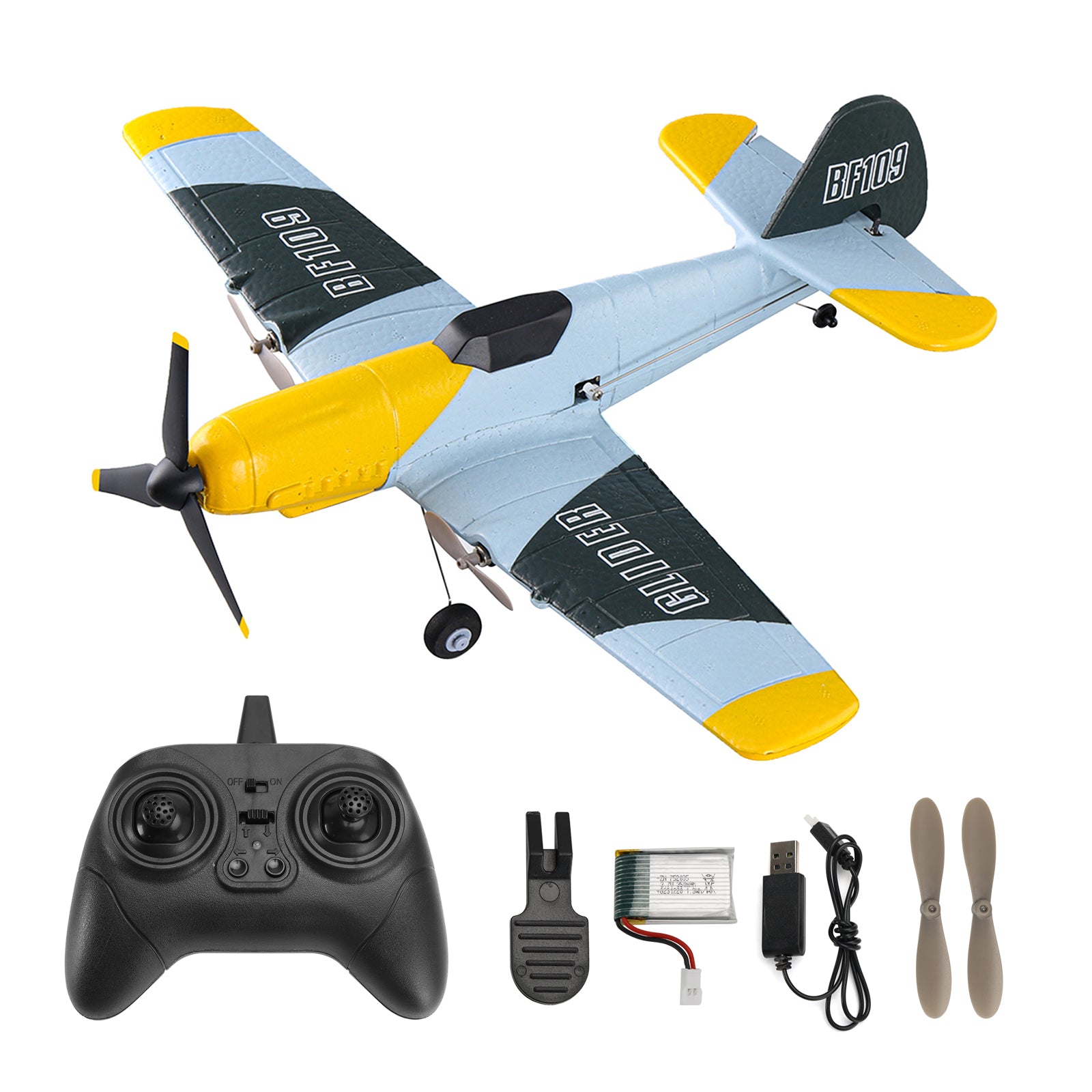 RC Airplane BF-109 Warbird – 3 Channel Remote Control Plane with 2.4GHz, 6-Axis Gyro & 2 Batteries