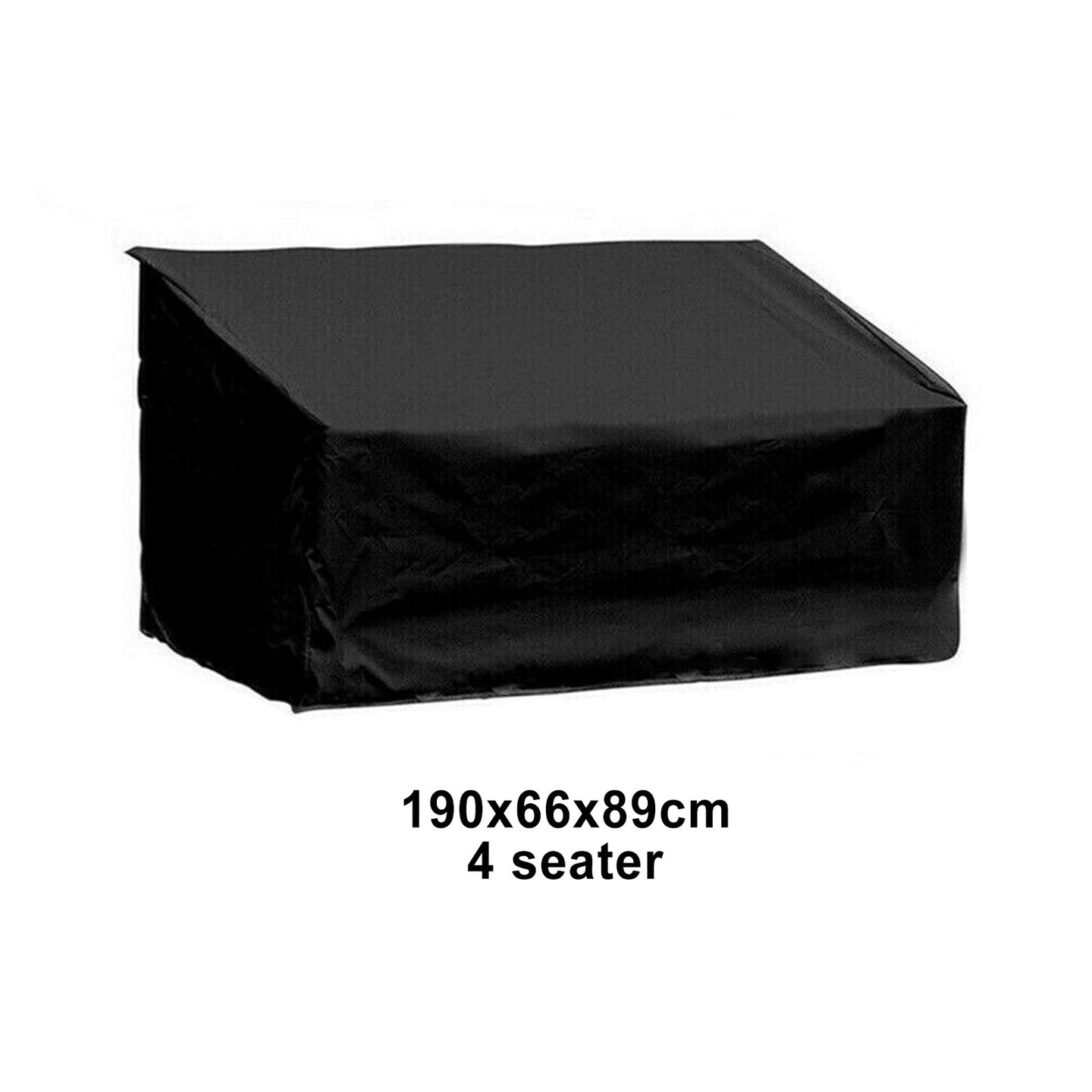 Black Waterproof Heavy Duty Garden Couch Outdoor 2/3/4 Seater Bench Seat Cover, 4Seats 190x66x89cm