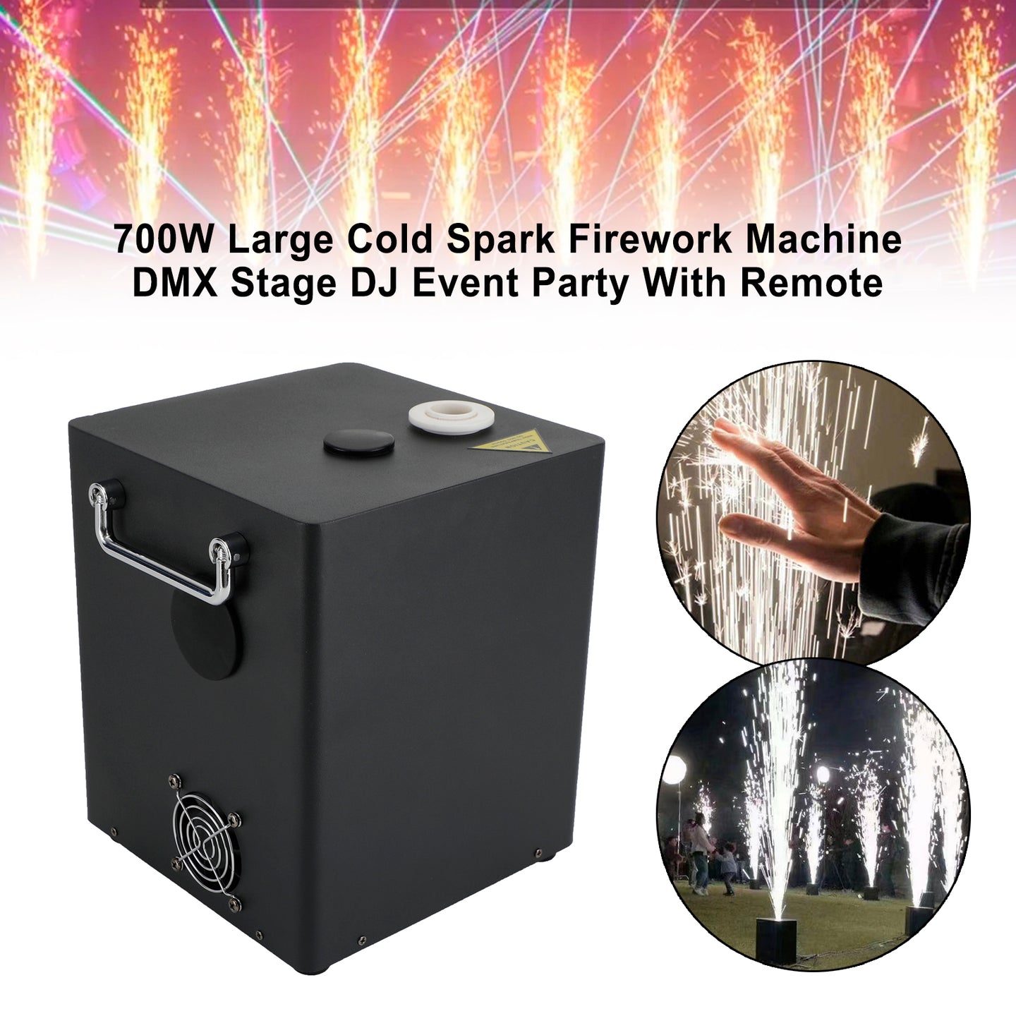 700W Cold Spark Machine – DMX Stage Firework Effect with Remote for DJ, Event & Party
