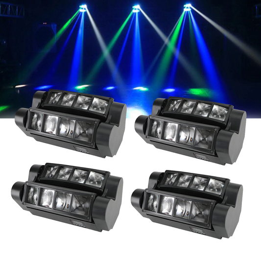 4Pcs 80W 8LED RGBW Spider Moving Head Stage Lighting Beam DMX Party DJ Lighting (Copy)