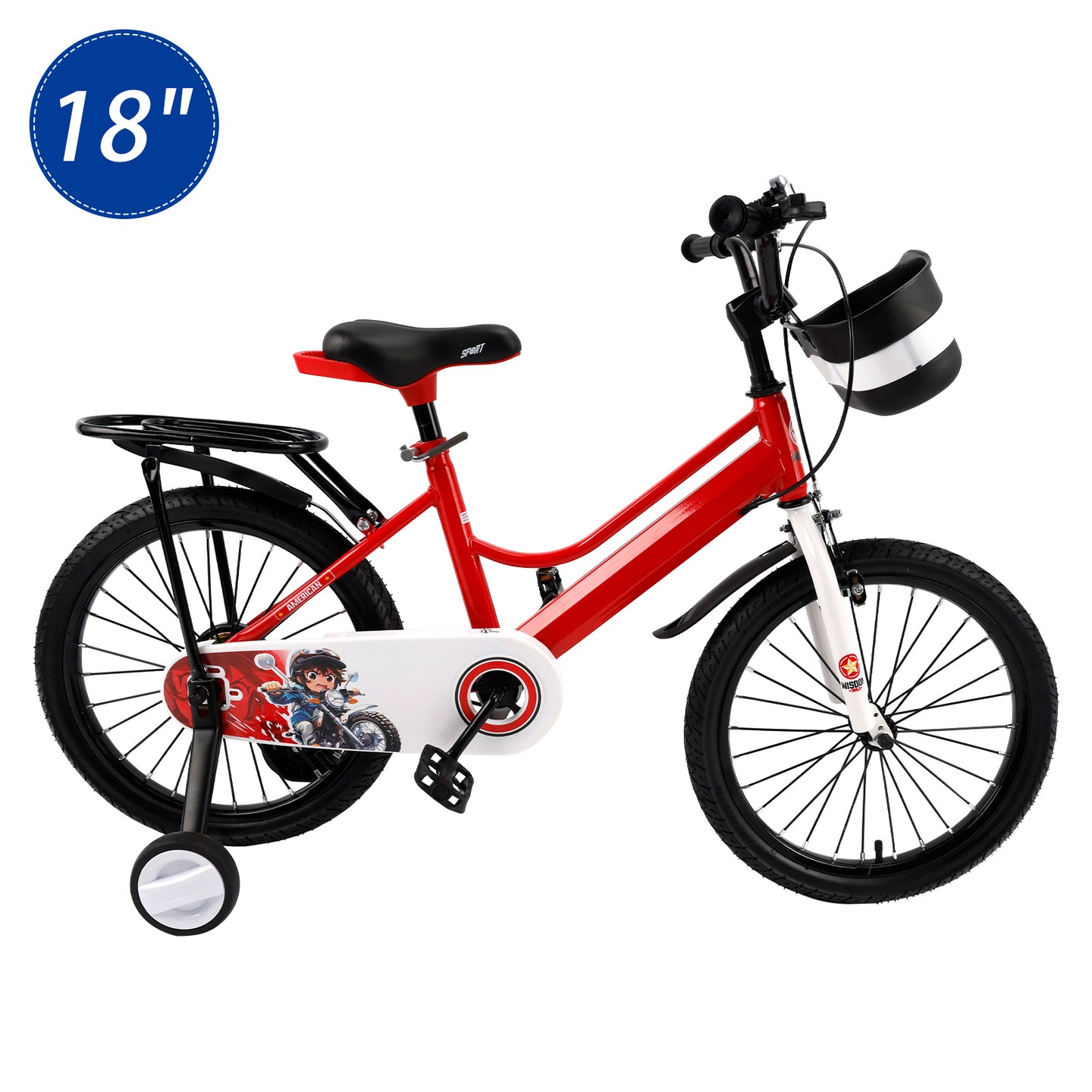 16" Kids Bike for Boys and Girls with auxiliary wheels & Rack Dark Blue