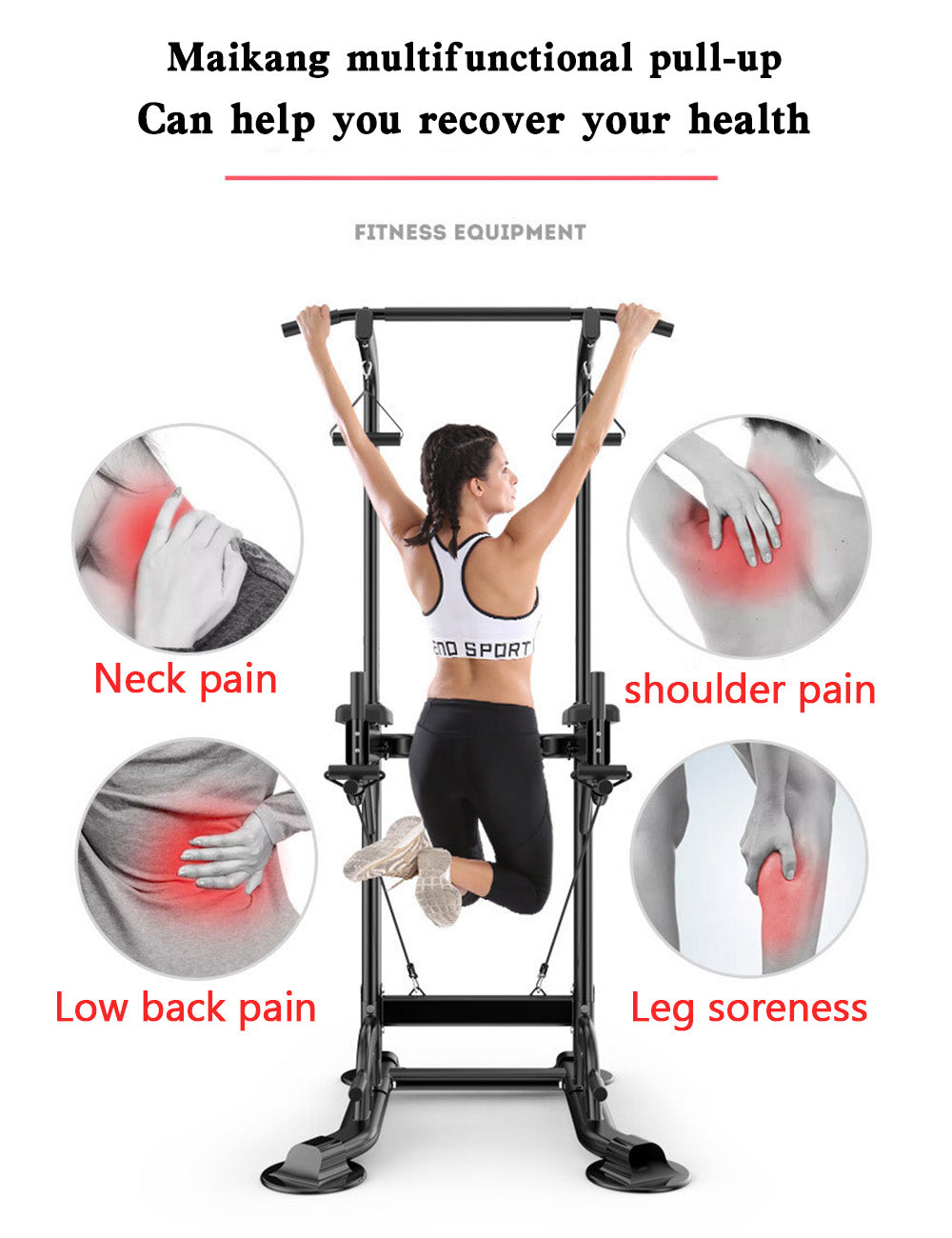 Pull-Up & Squat Bar Power Tower Dip Stands Home Gym Strength