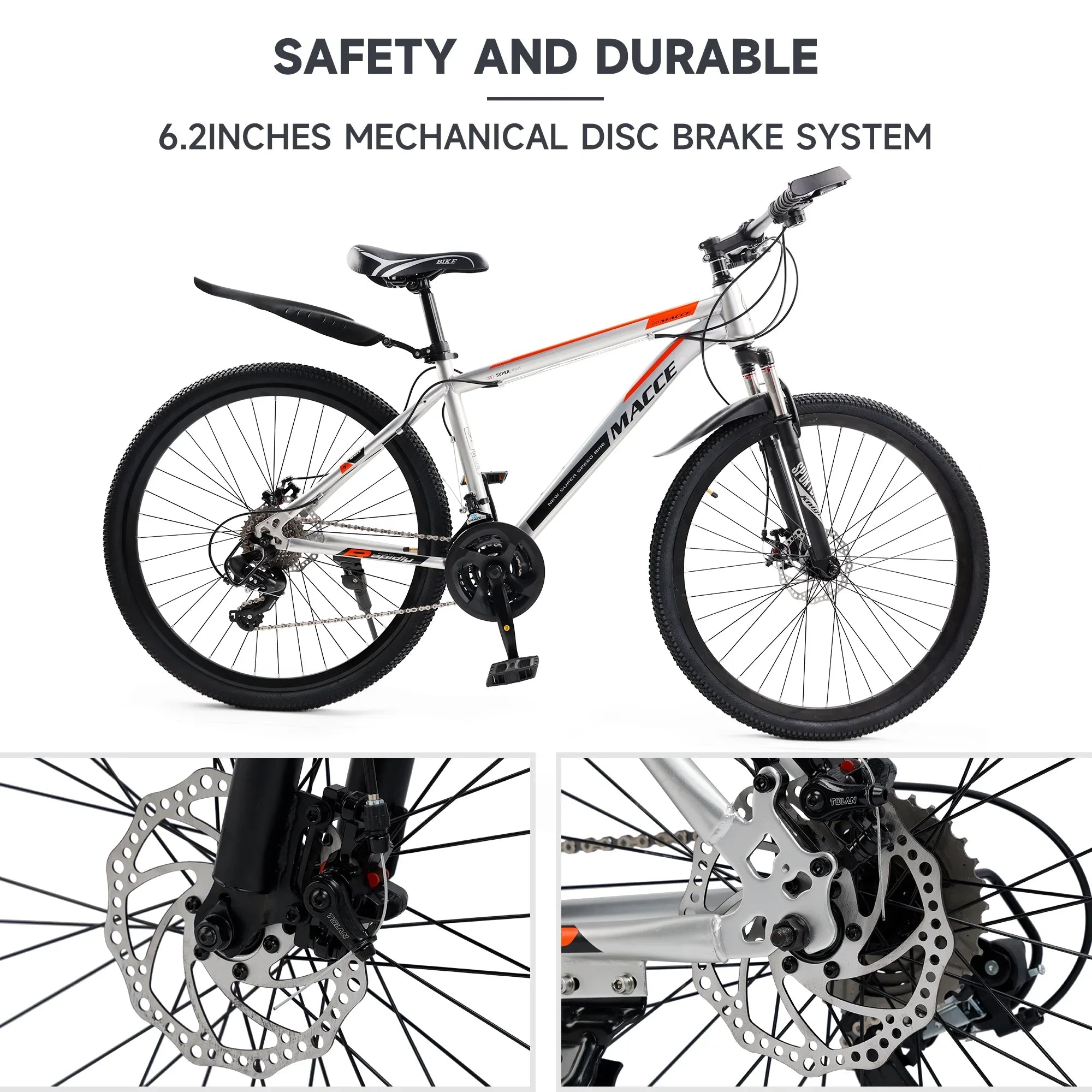 Silver 26 inch wheels 27 speed double disc brake mountain bike (Copy)