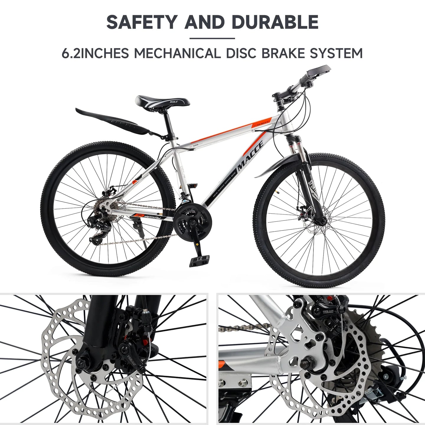 Silver 26 inch wheels 27 speed double disc brake mountain bike (Copy)