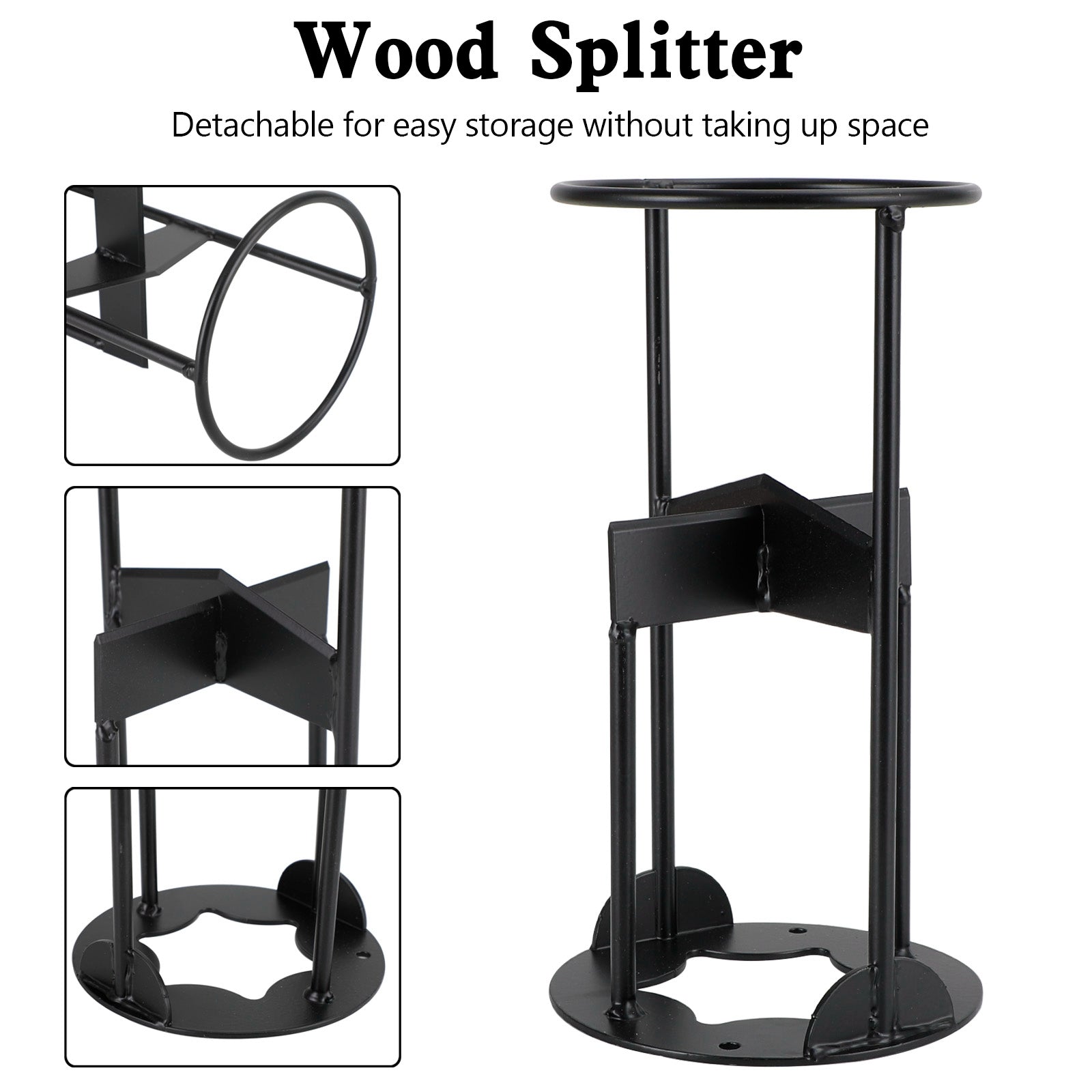 4-Way Kindling Cracker & Firewood Splitter, Heavy-Duty Cast Iron Cross Blade Log Splitter for Wood Stove & Fire Pit
