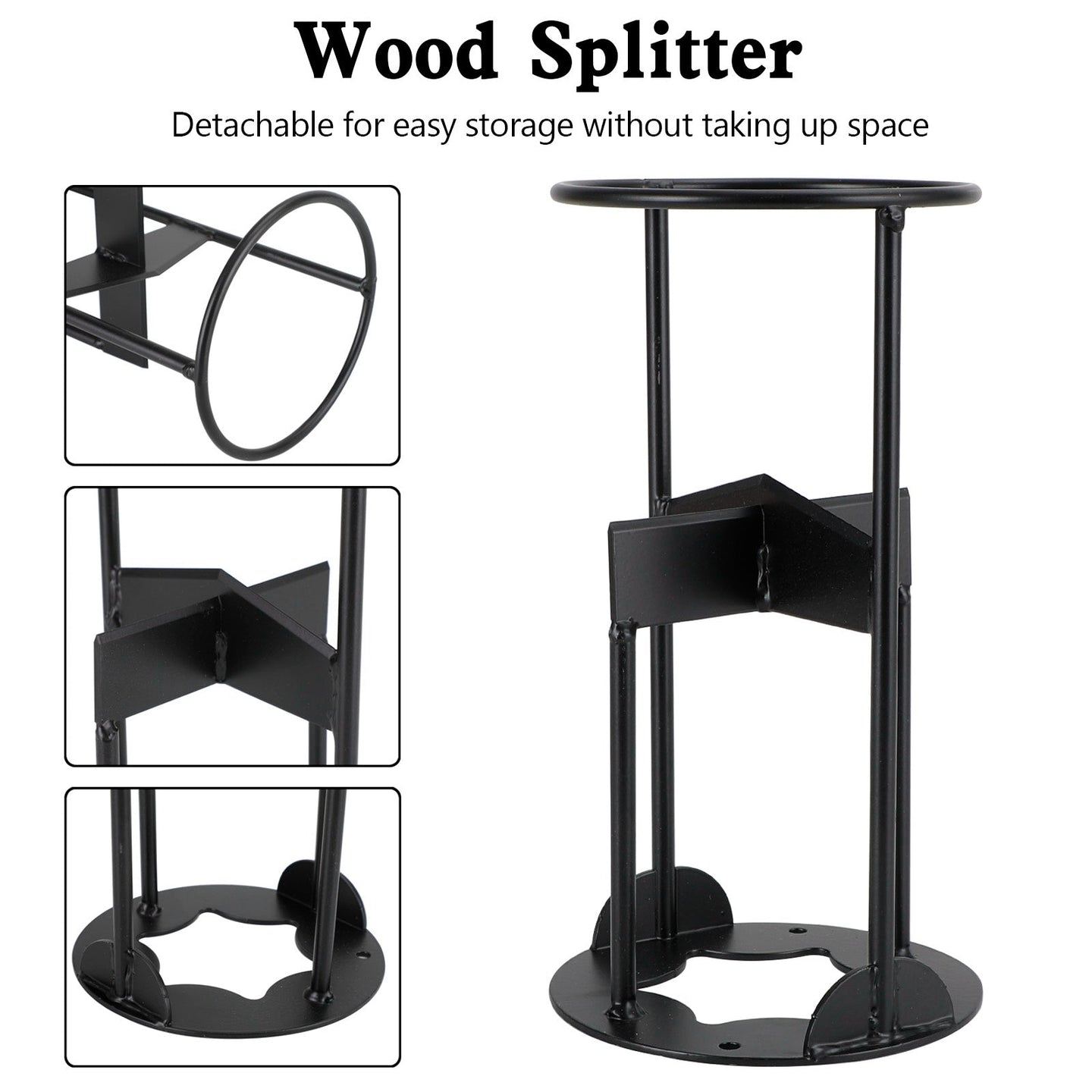 4-Way Kindling Cracker & Firewood Splitter, Heavy-Duty Cast Iron Cross Blade Log Splitter for Wood Stove & Fire Pit