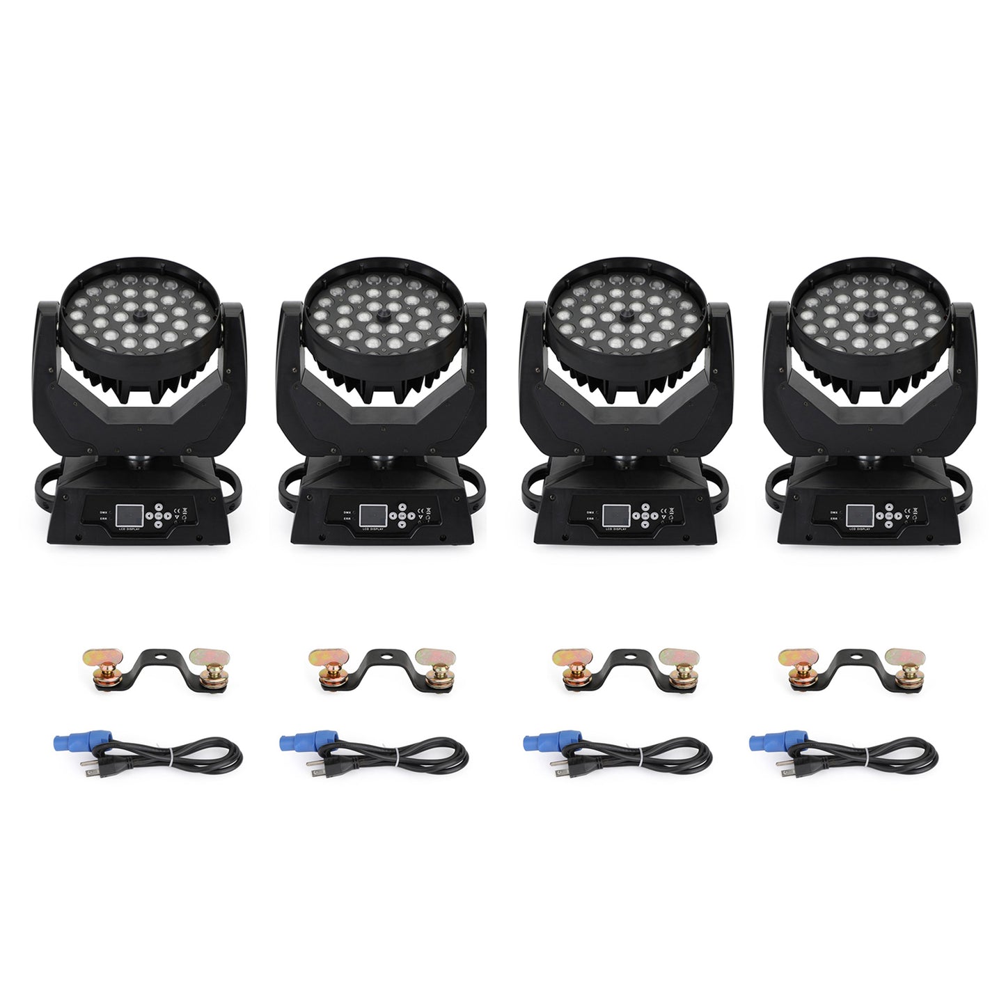 4Pcs 36 x 10W RGBW 4in1 LED Zoom Moving Head 360W Wash Stage Light DMX 15CH