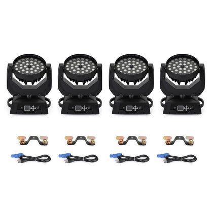 4Pcs 36 x 10W RGBW 4in1 LED Zoom Moving Head 360W Wash Stage Light DMX 15CH