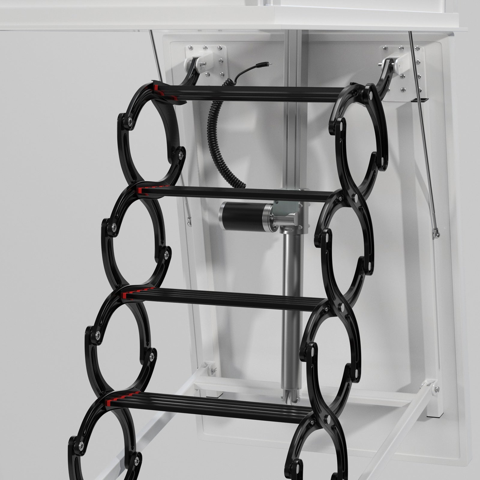 Electric Folding Attic Ladder, 13-Step for up to 11.8ft Ceilings, Fits 35" x 27.5" Opening, 500 lbs Capacity (Black)