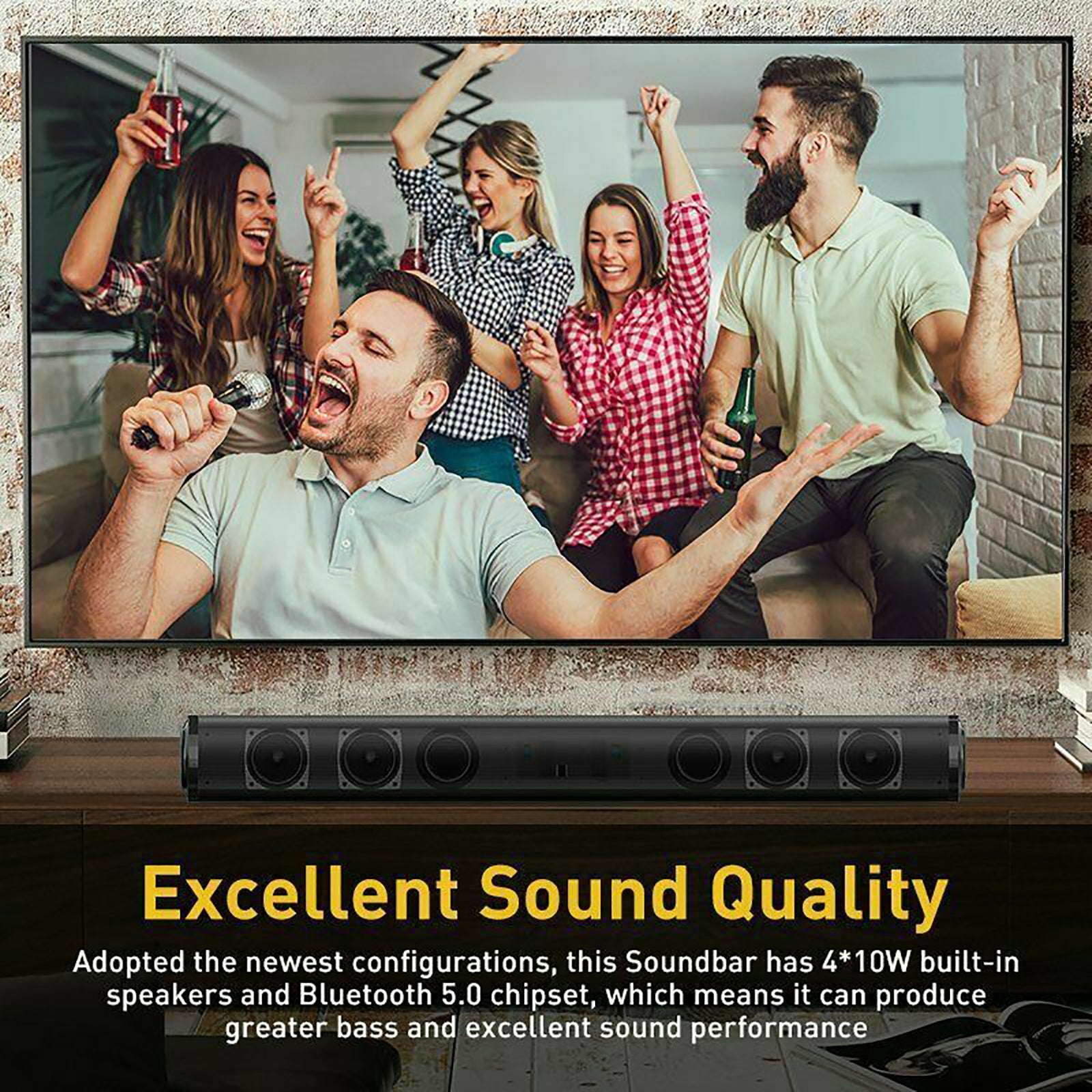 Bluetooth Wireless Sound Bar System – 4 Speaker Subwoofer for TV & Home Theater