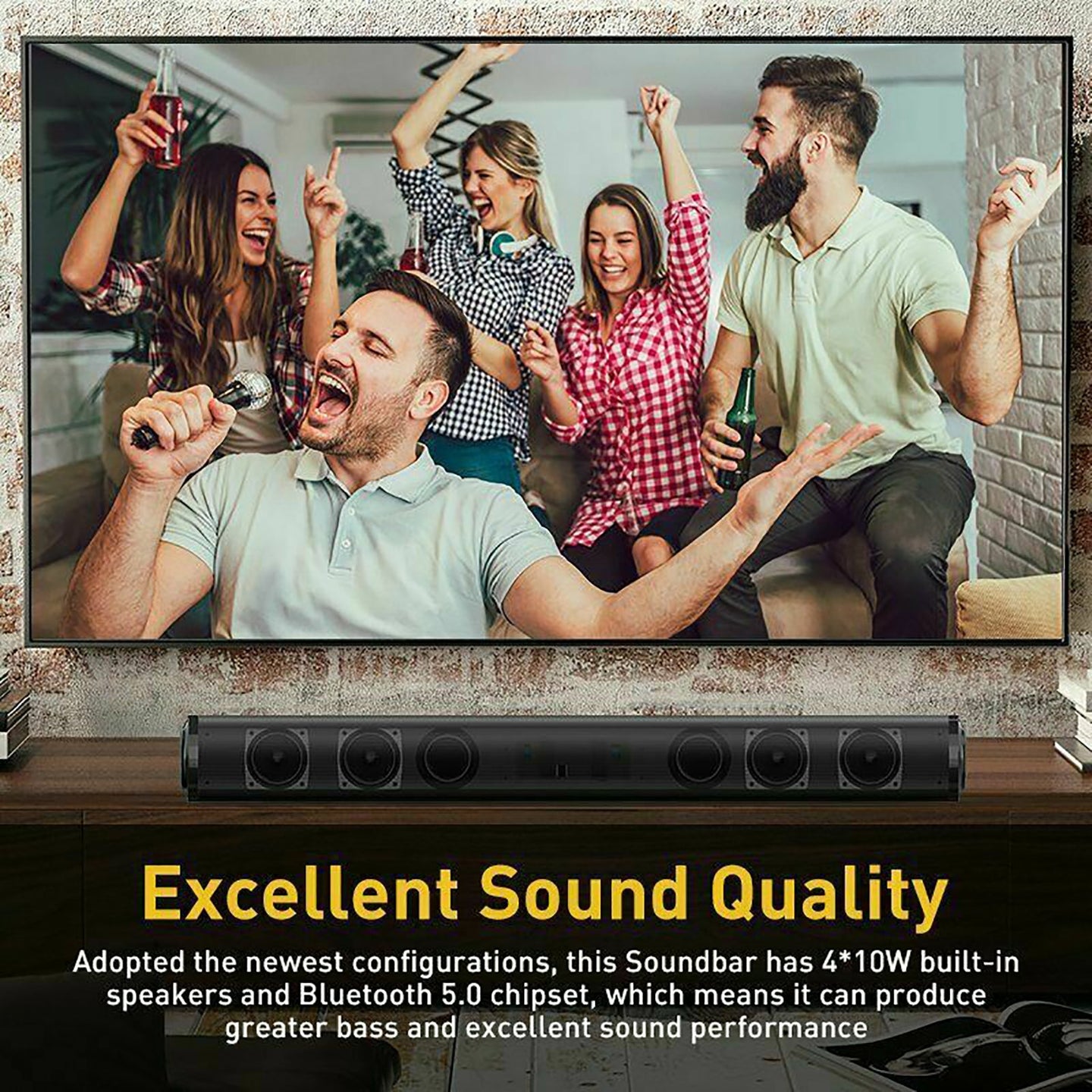 Bluetooth Wireless Sound Bar System – 4 Speaker Subwoofer for TV & Home Theater