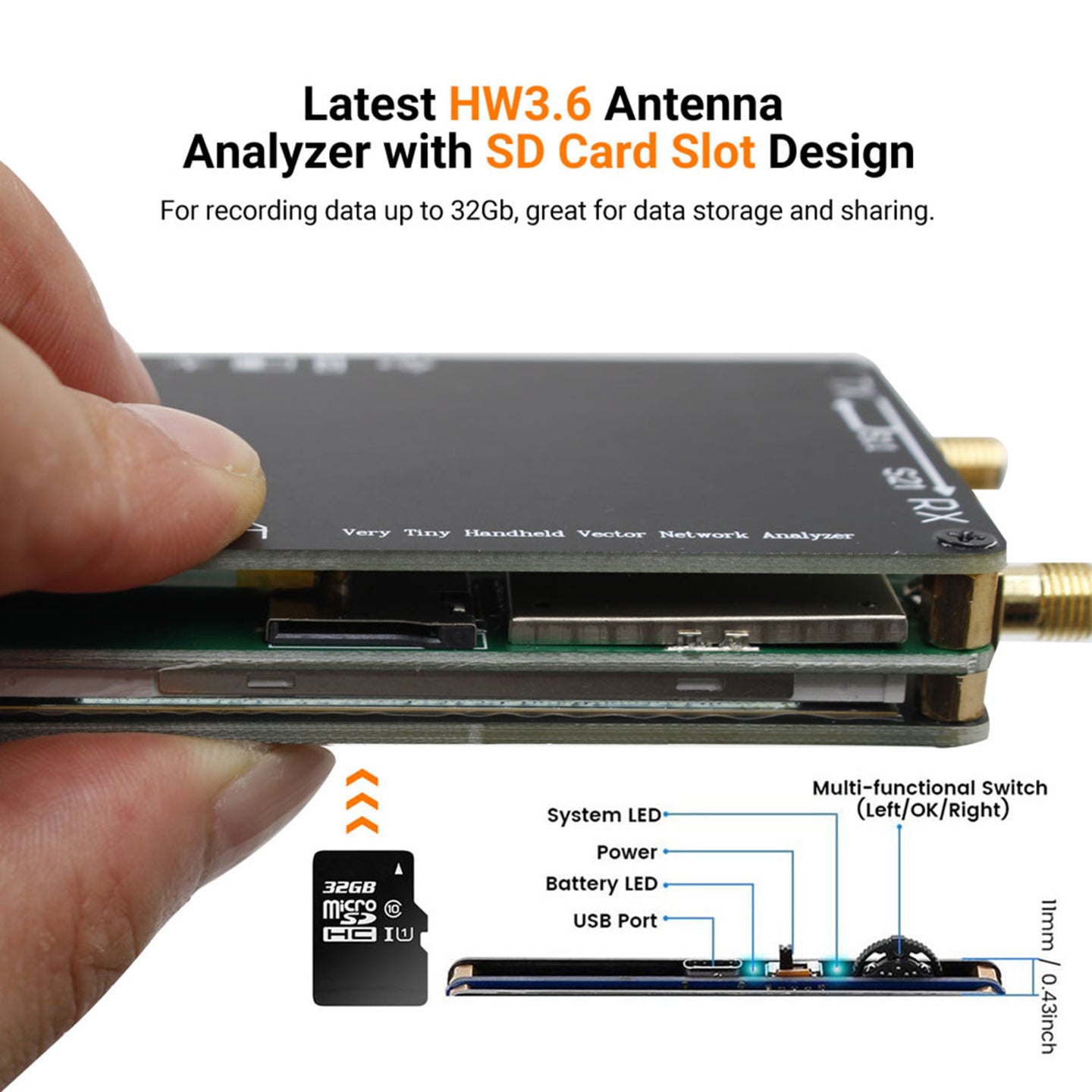 NanoVNA H Vector Network Analyzer 50kHz-2.7GHz MF HF VHF Antenna Analyzer