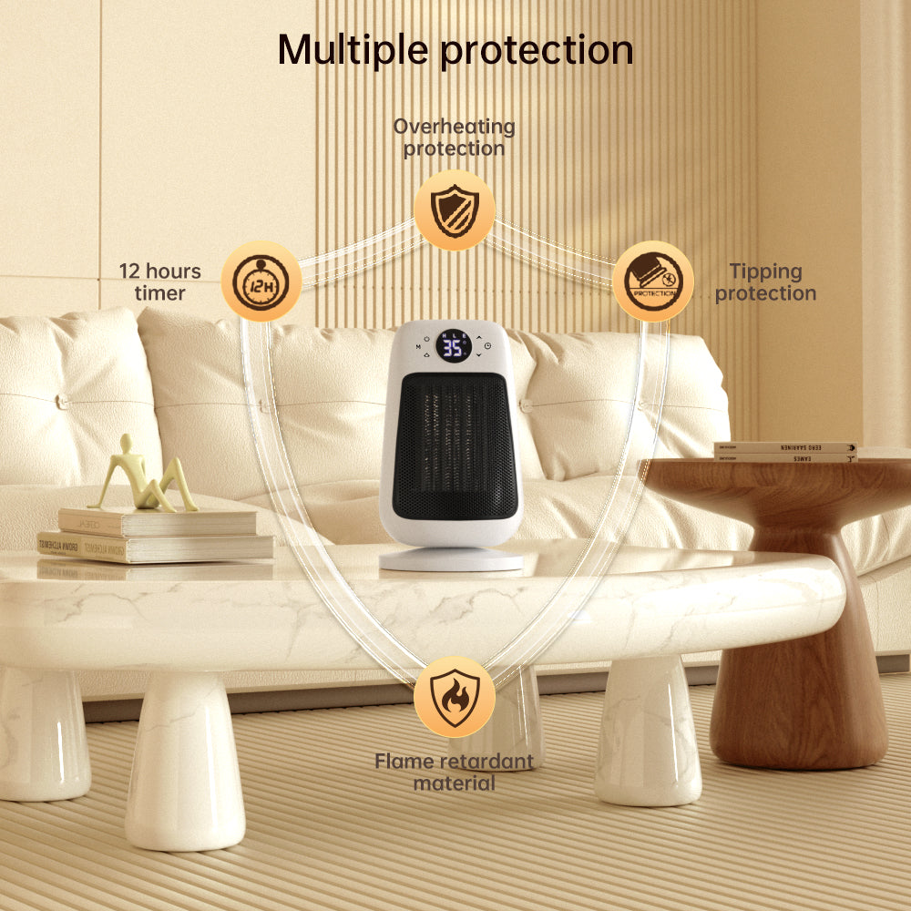 Space Heater with Adjustable Thermostat 1500W PTC Ceramics Desktop Heater touch screen with remote control