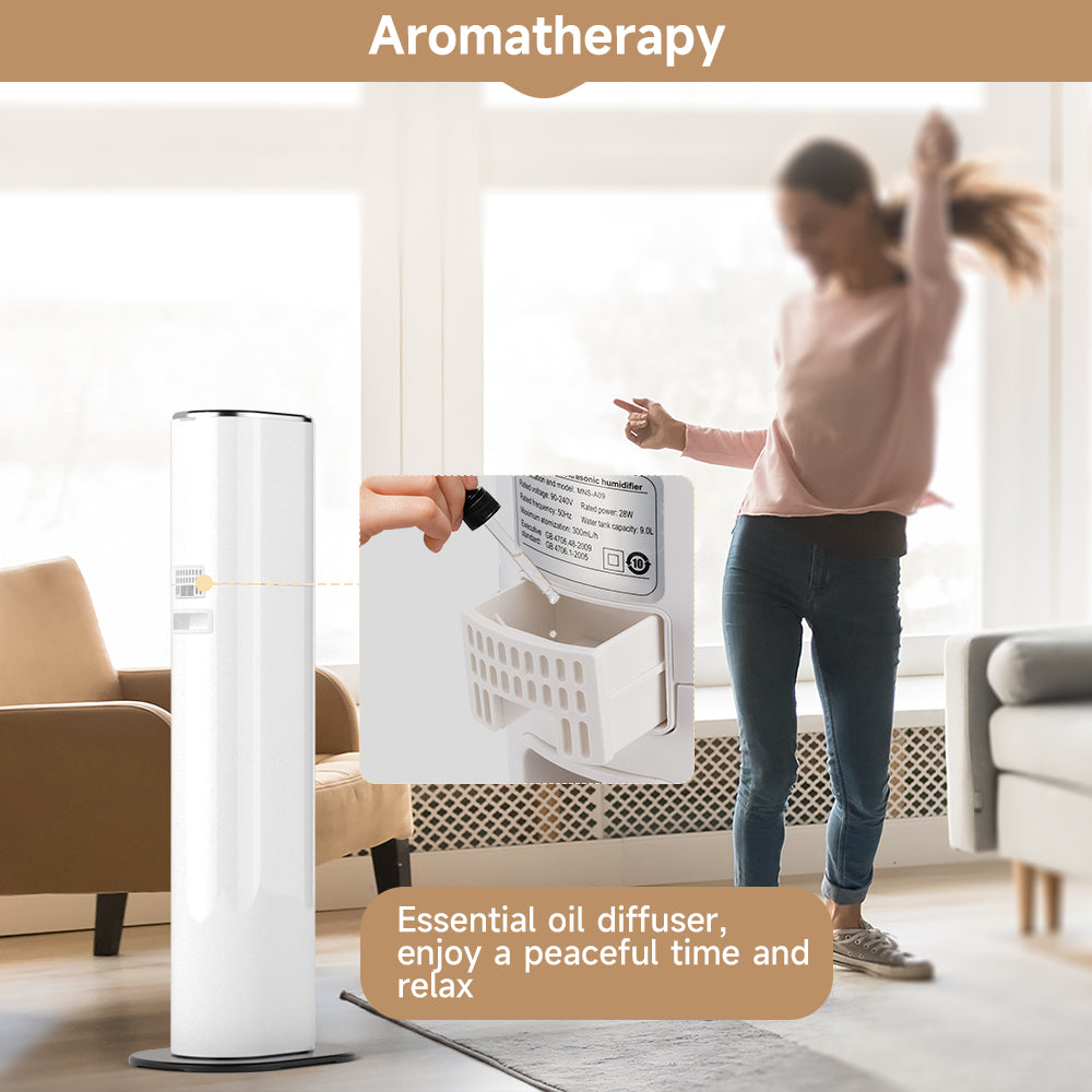 2.4gal/9L Air Purifier Humidifier w/ Timer & Humidity Control 3-Speed Ultrasonic