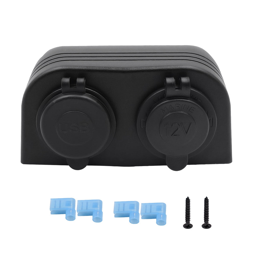 12V/24V 4.2A Dual USB Charger Socket, Waterproof Surface Mount Power Outlet for Car, Truck, RV & Boat