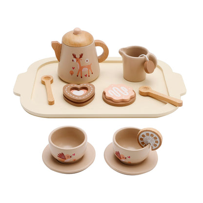 13Pcs Western Kitchen Wooden Tea Sets Play Kitchen Dishes/Tea Set For Kid