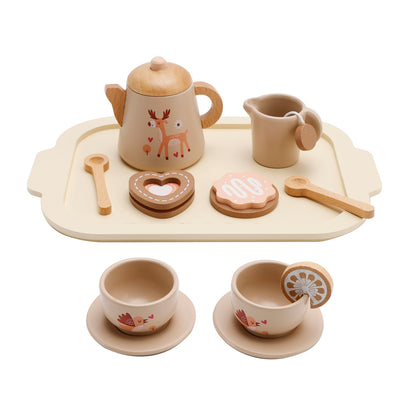 13Pcs Western Kitchen Wooden Tea Sets Play Kitchen Dishes/Tea Set For Kid