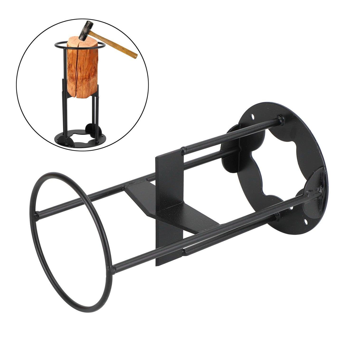 4-Way Kindling Cracker & Firewood Splitter, Heavy-Duty Cast Iron Cross Blade Log Splitter for Wood Stove & Fire Pit