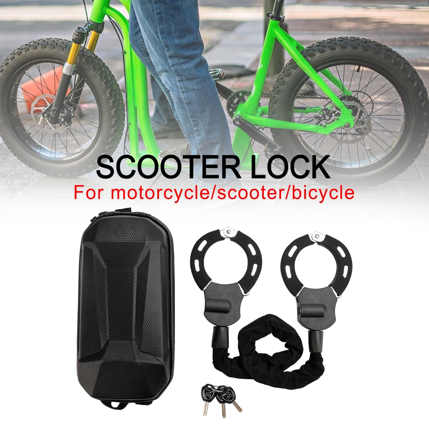 E-Scooter Lock Multi-Section Steel w/ Waterproof Storage Box