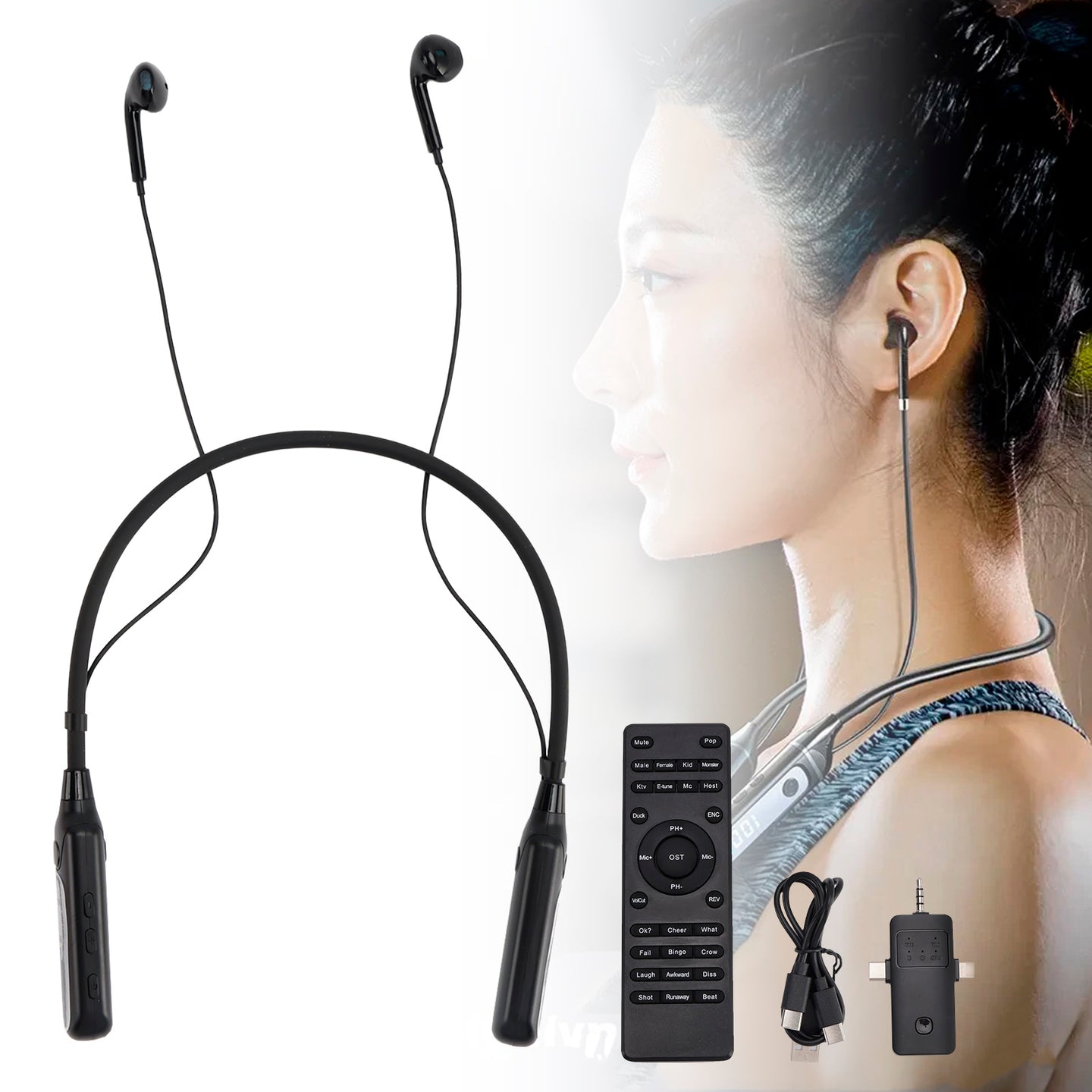 Wireless Sound Card Complete Neckband Live Streaming Earphones Editing Headphone