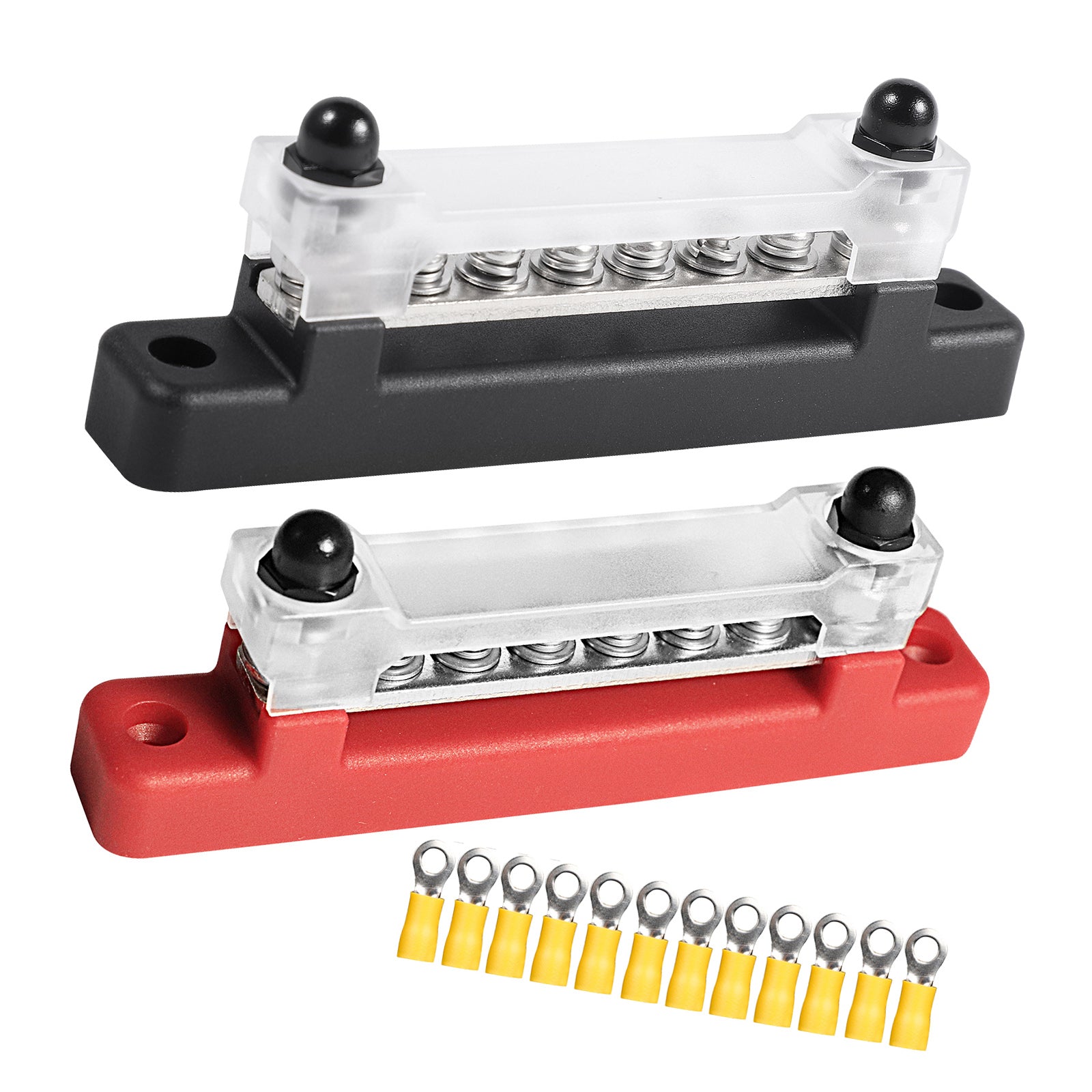 2PCS 6-Way 150A Power Distribution Block – 12 Terminal Bus Bar for Car, RV, Marine, Boat, Truck, 12V/24V/48V Systems