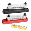 2PCS 6-Way 150A Power Distribution Block – 12 Terminal Bus Bar for Car, RV, Marine, Boat, Truck, 12V/24V/48V Systems