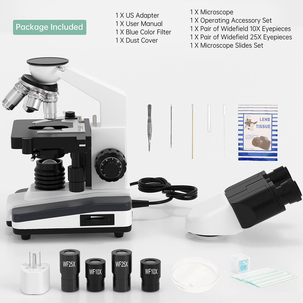 Binocular Compound Microscope For Adults Students 40X-2500X Magnification