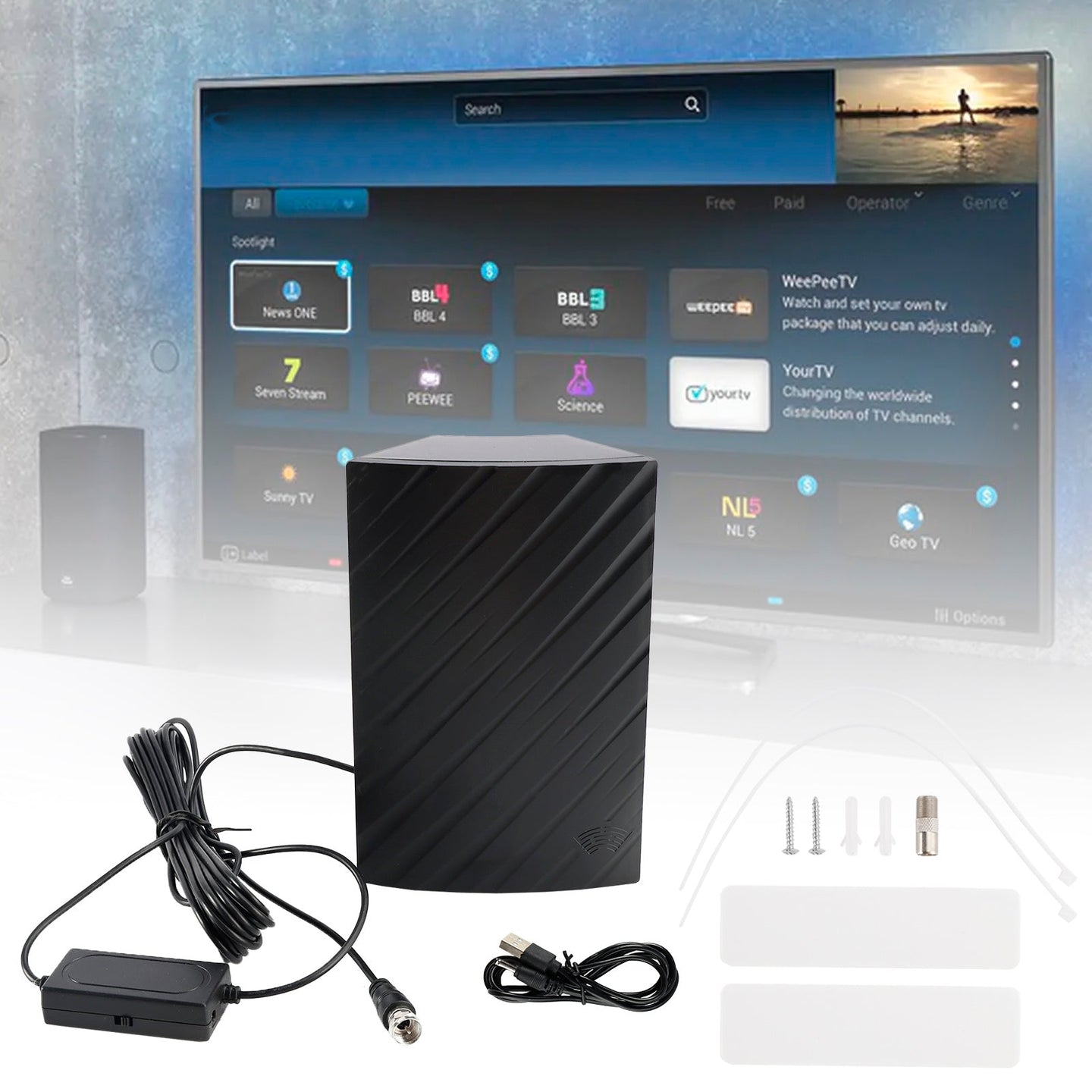Indoor Outdoor Dual Amplifier HD Digital TV Antenna Home DVB-T2 TV Antenna