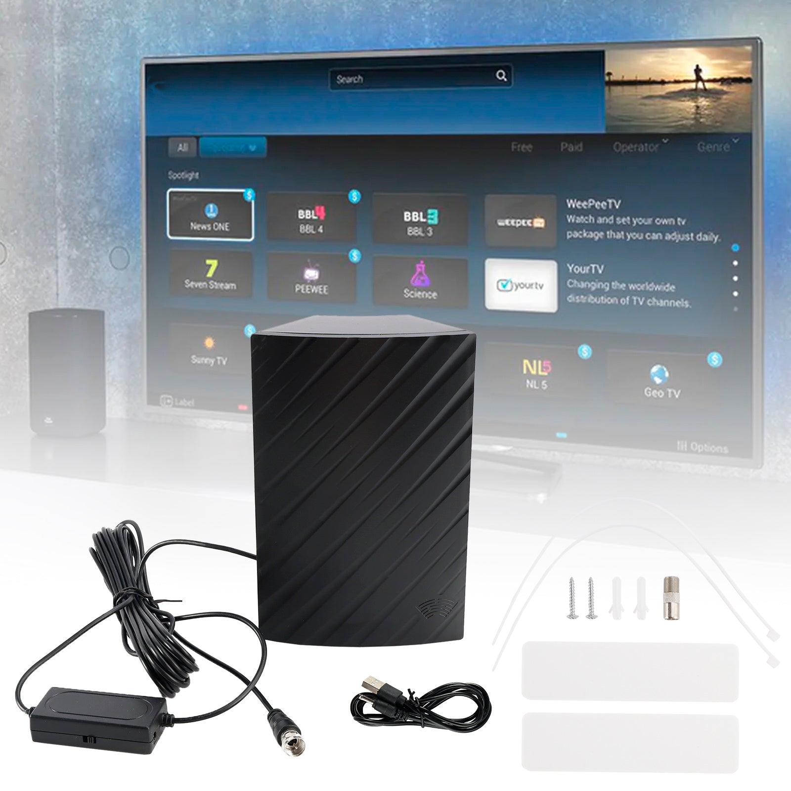 Indoor Outdoor Dual Amplifier HD Digital TV Antenna Home DVB-T2 TV Antenna
