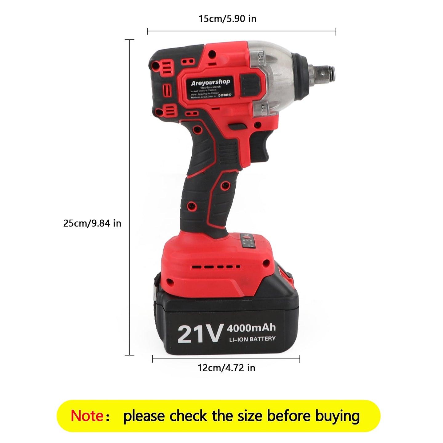 1/2 21V Brushless Impact Wrench Torque Rattle Gun Electric Ratchet w/battery