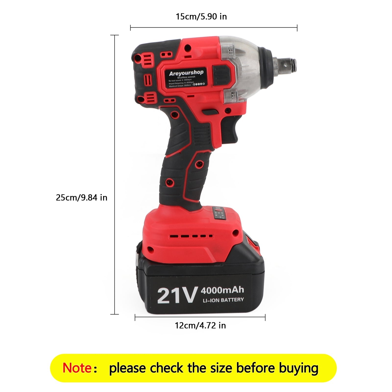 1/2 21V Brushless Impact Wrench Torque Rattle Gun Electric Ratchet w/battery